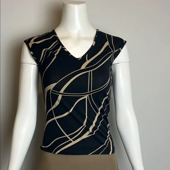The Limited (S) Black and Cream Abstract Blouse - Picture 1 of 4